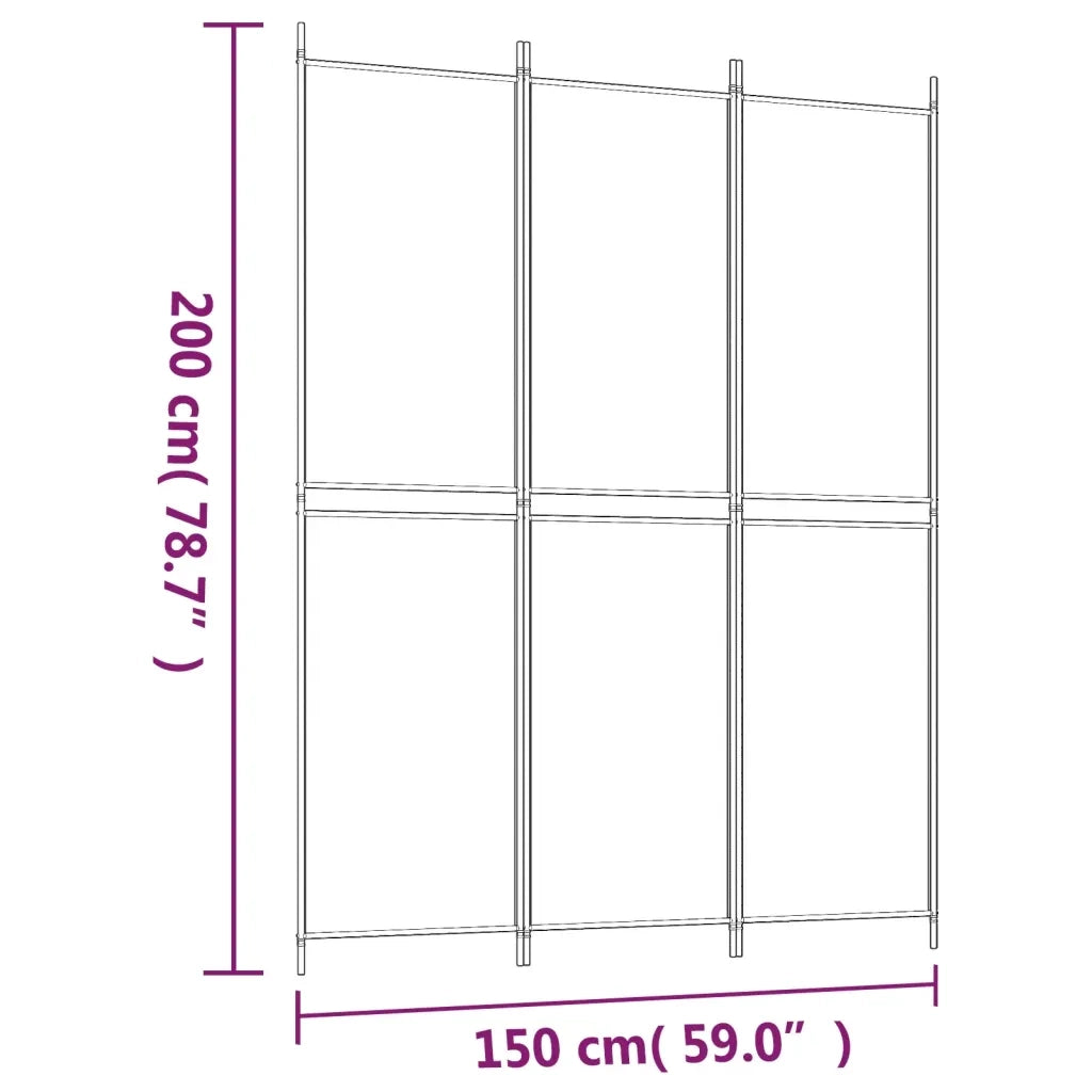 Divisorio a 3 Pannelli Antracite 150x200 cm in Tessuto 350228