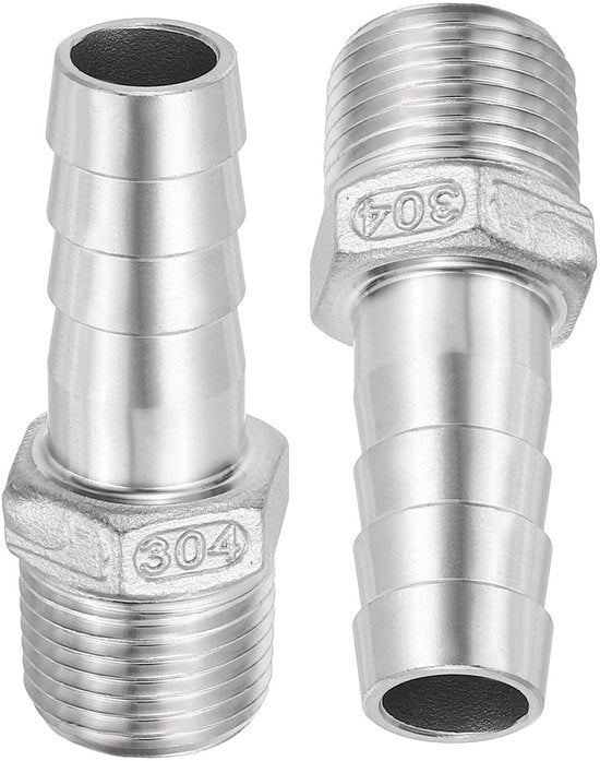Connettori a Sfera 16 mm - 1/2 pollici NPT - 2 pezzi - Acciaio Inossidabile - Valvola di Ritorno - Resistente alla Corrosione - Flessibile