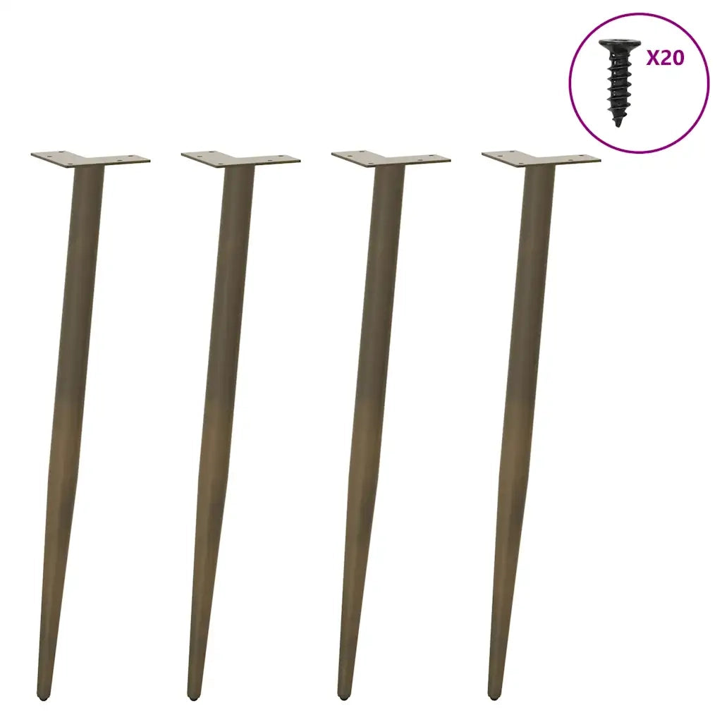 vidaXL Gambe per Tavolo Consolle Forma Conica 4 pz Acciaio Naturale 72-73 cm Acciaio