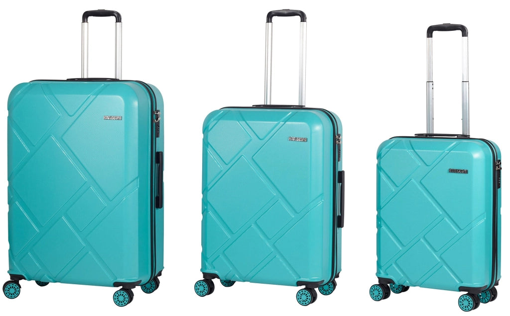 Set 3 Valigie Trolley Rigide in ABS 4 Ruote TSA Ravizzoni Mango Turchese