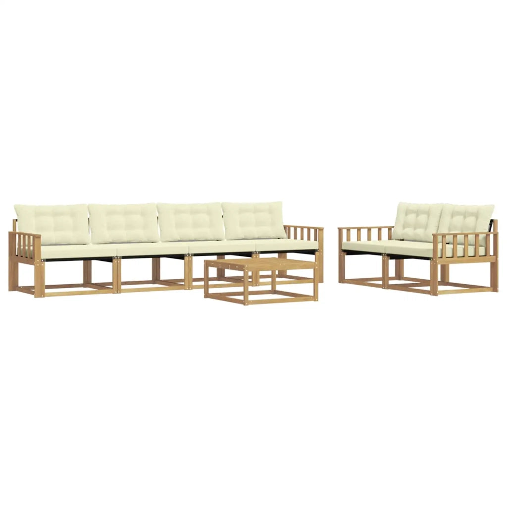 Set di divani da esterno 7 pcs Bianco e Crema 79 x 79 x 37 cm