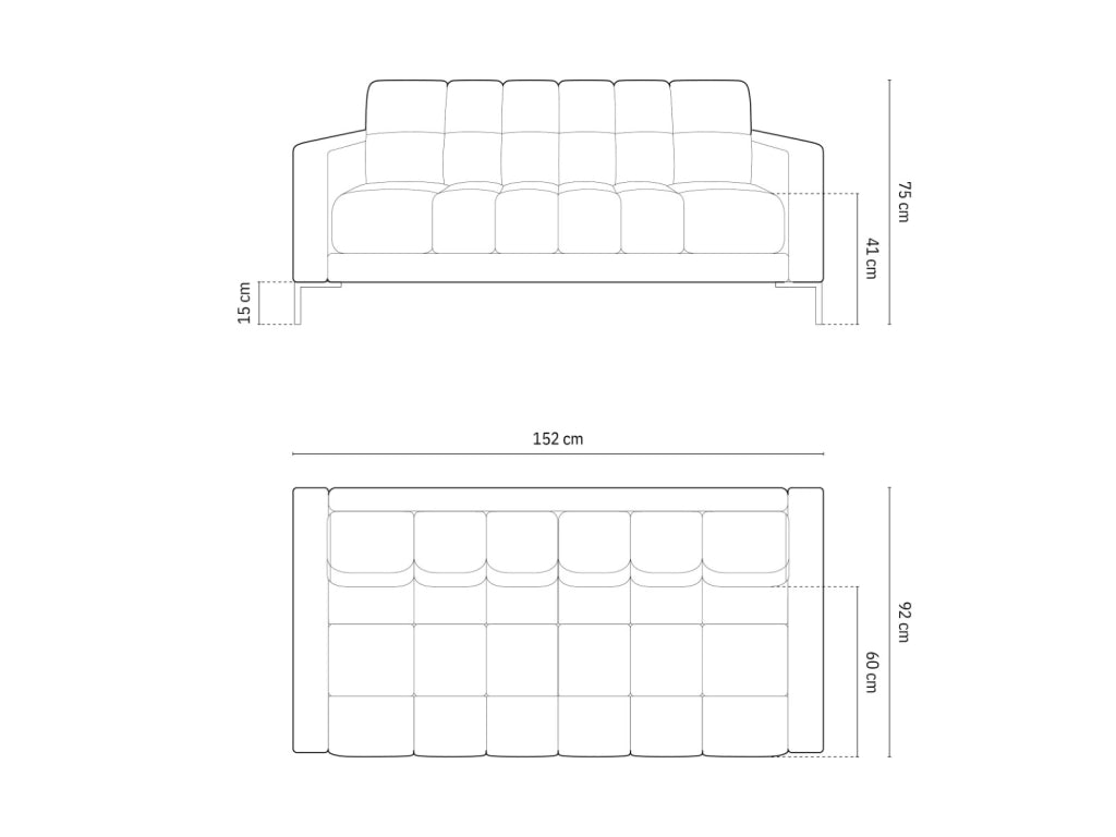 Cosmopolitan Design - Divano "Bali" 2 posti in tessuto strutturato blu 