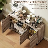 Credenza Buffet in stile Industriale con Cassetto e 3 Armadietti, in Legno Marrone, 120x36.5x70 cm