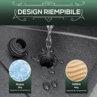 Base per Ombrellone in Plastica Riempibile con Acqua e Sabbia 28-40 kg, per Pali da 38-48 mm, Ø60 cm, Nero