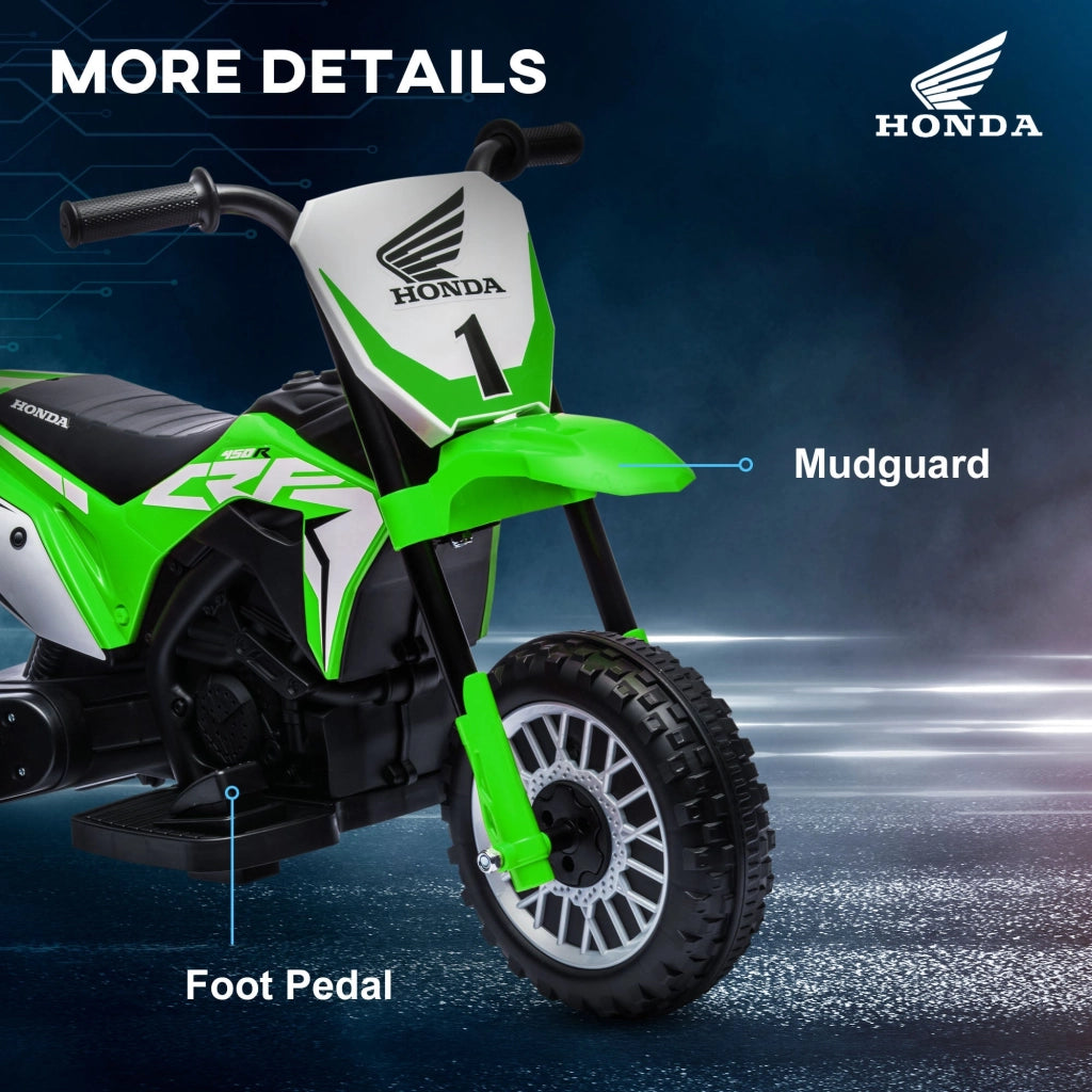 Moto Elettrica per Bambini 3 Ruote 6V con Licenza Honda CRF450RL Verde