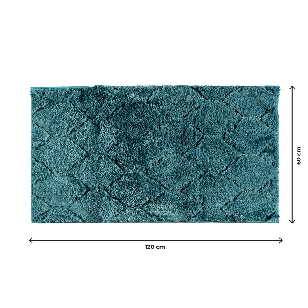 Tappeto Bagno Antiscivolo Effetto Rilievo Assorbente, Morbido, Lavabile in Lavatrice 50x80 / 60x120 cm 60x120 Cm - Petrolio