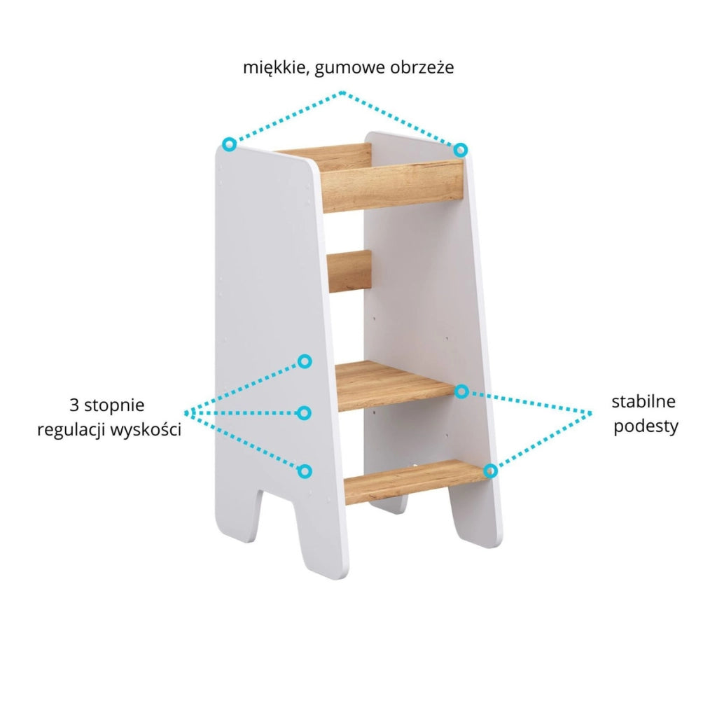 Torre Montessoriana Kitchen Helper Bianco e Quercia