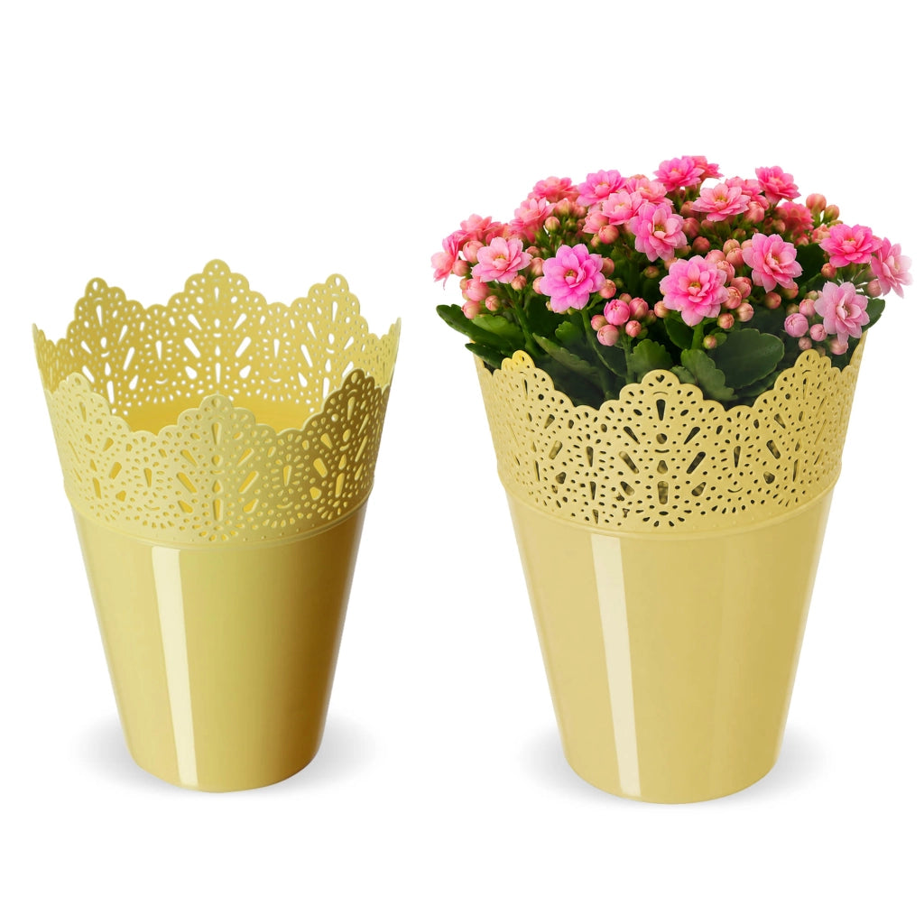 Vaso da fiori KADAX, vaso da fiori, coperchio, alto, in plastica, 12 cm, giallo