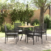 Set da pranzo da giardino in 5 pezzi con cuscini neri in polyrattan