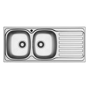 Lavello da incasso Adriatico116 monostampo 2 vasche e gocciolatoio destro inox
