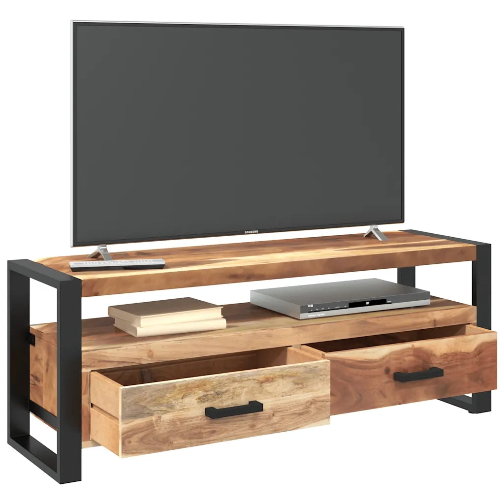 Mobile Porta TV 120x35x45 cm Legno Massello con Finitura Ambra 321551