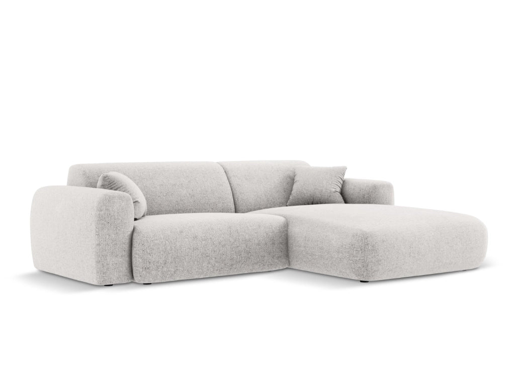 Cosmopolitan Design - Divano angolare destro "Nolio" 4 posti in ciniglia grigio chiaro 