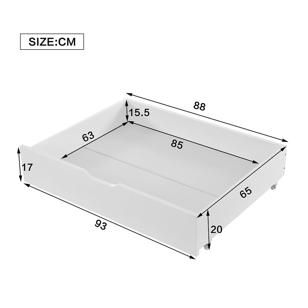 Letto a castello bambino 90x200cm - Xylo - bianco, 5 ripiani, 2 cassetti, sicuro