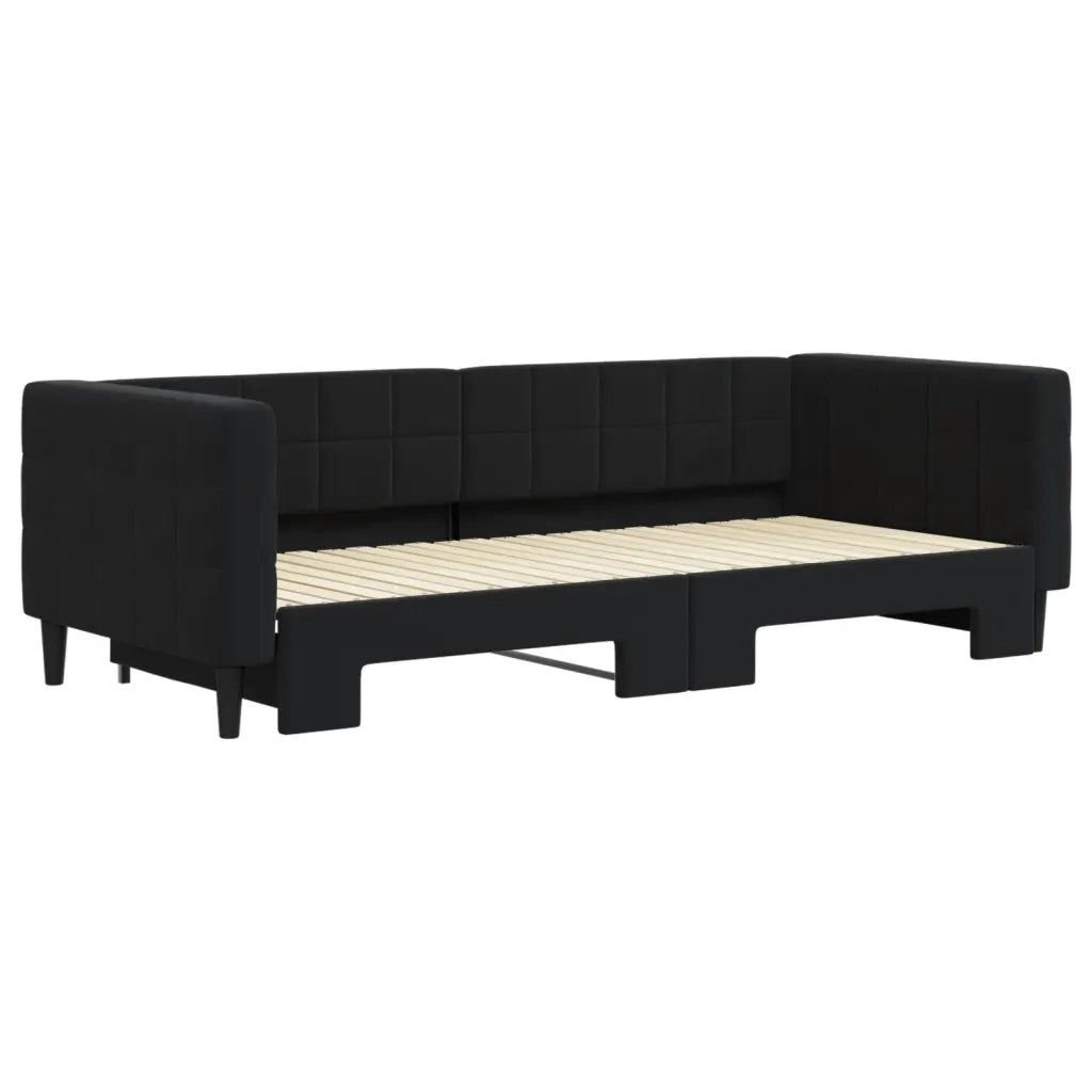 Divano Letto con Letto Estraibile-Sofa Letto-Daybed Nero 90x200 cm in Velluto 473115