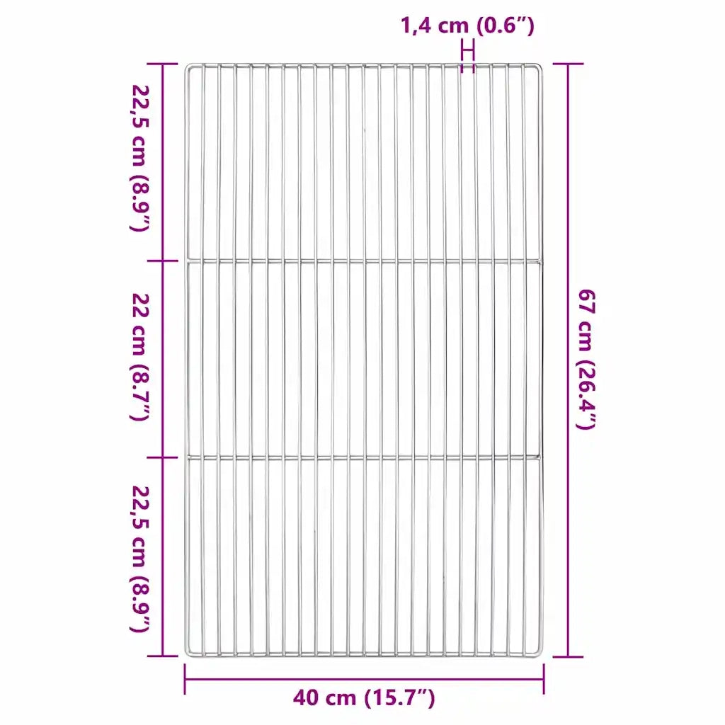 Griglia Argento 67 x 40 cm Acciaio inossidabile CFW2285727