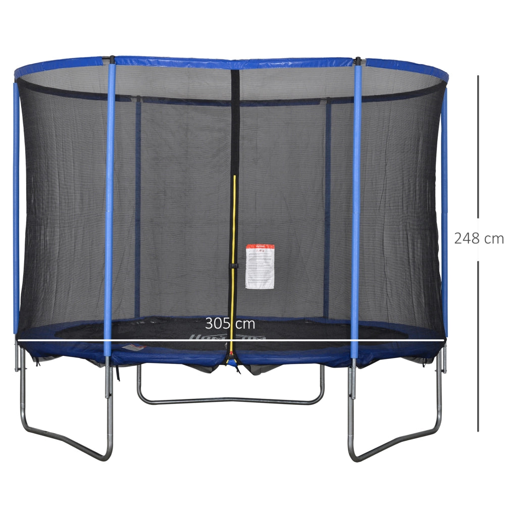 Trampolino da giardino con rete di sicurezza per interni ed esterni ¨C zephmum ¨C Blu+Nero 113.6kg 305x248cm