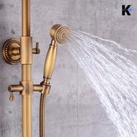 JANA | Set doccia vintage ottone non laccato in acciaio inox | Miscelatore doccia dal design retrò | Miscelatore doccia completo di doccetta