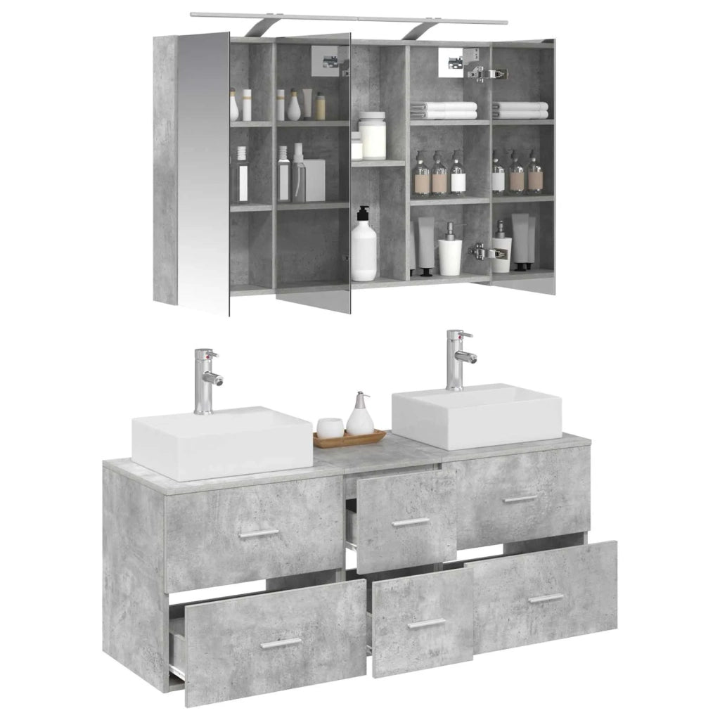 Set di mobili per il bagno 4 pcs Grigio Cemento 3406818