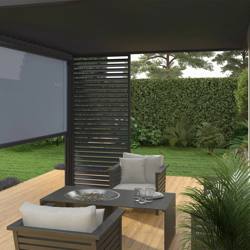 Pergola bioclimatica Ombréa addossata VS 3x4M antracite + 1 tenda 4M antracite