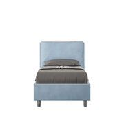 Letto singolo senza rete imbottito 80x210 microfibra azzurro Antea
