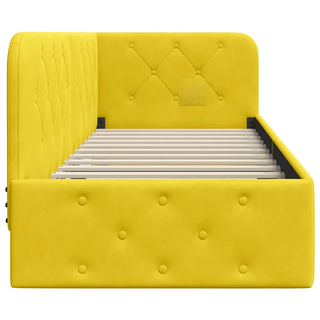 Cornice del letto ad angolo Giallo 80 x 200 cm Velluto