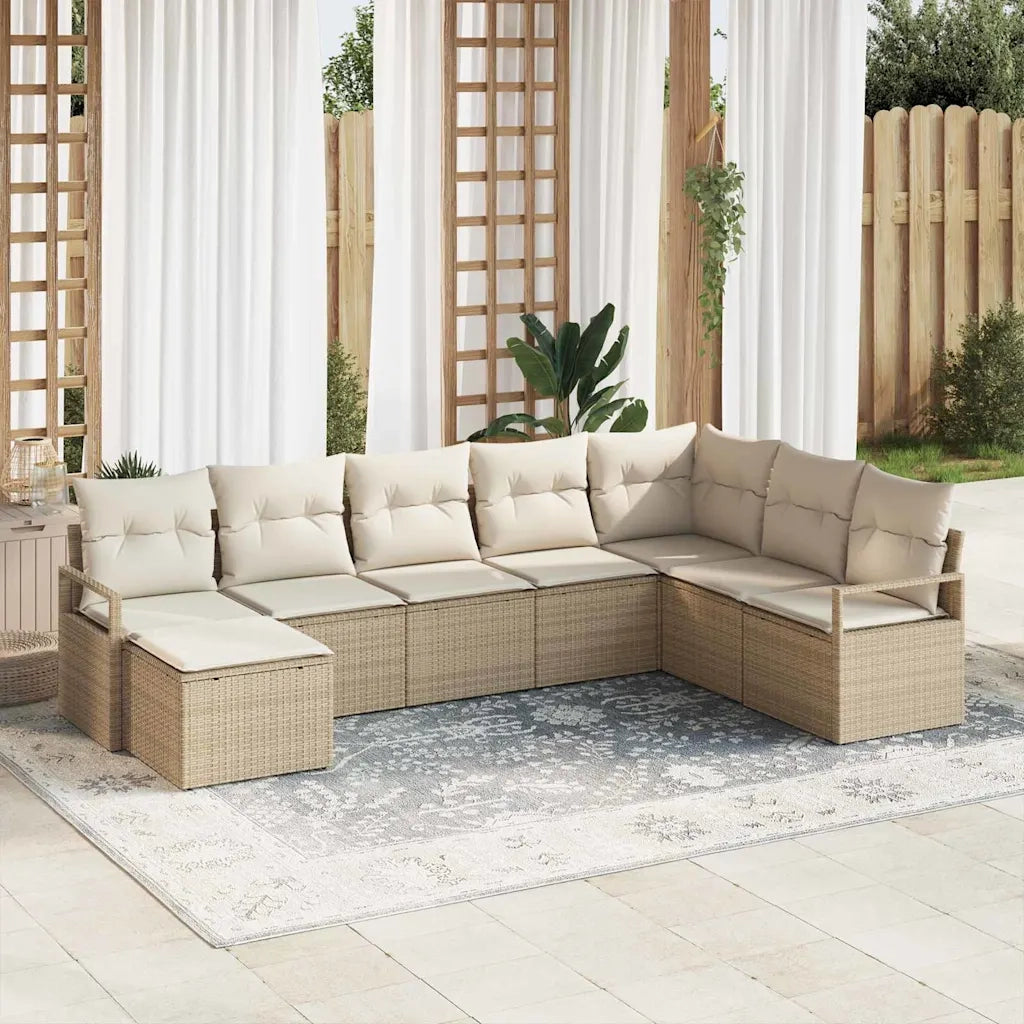 Set di divani con cuscino 8 pcs Beige polyrattan 3346501