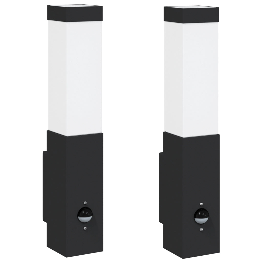 Luci da Parete da Esterno con Sensore 2 pz Acciaio Inossidabile Nero IP44