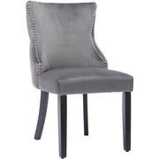 Sedia da sala da pranzo Sedia in velluto con schienale trapuntato; struttura in legno massiccio; grigio