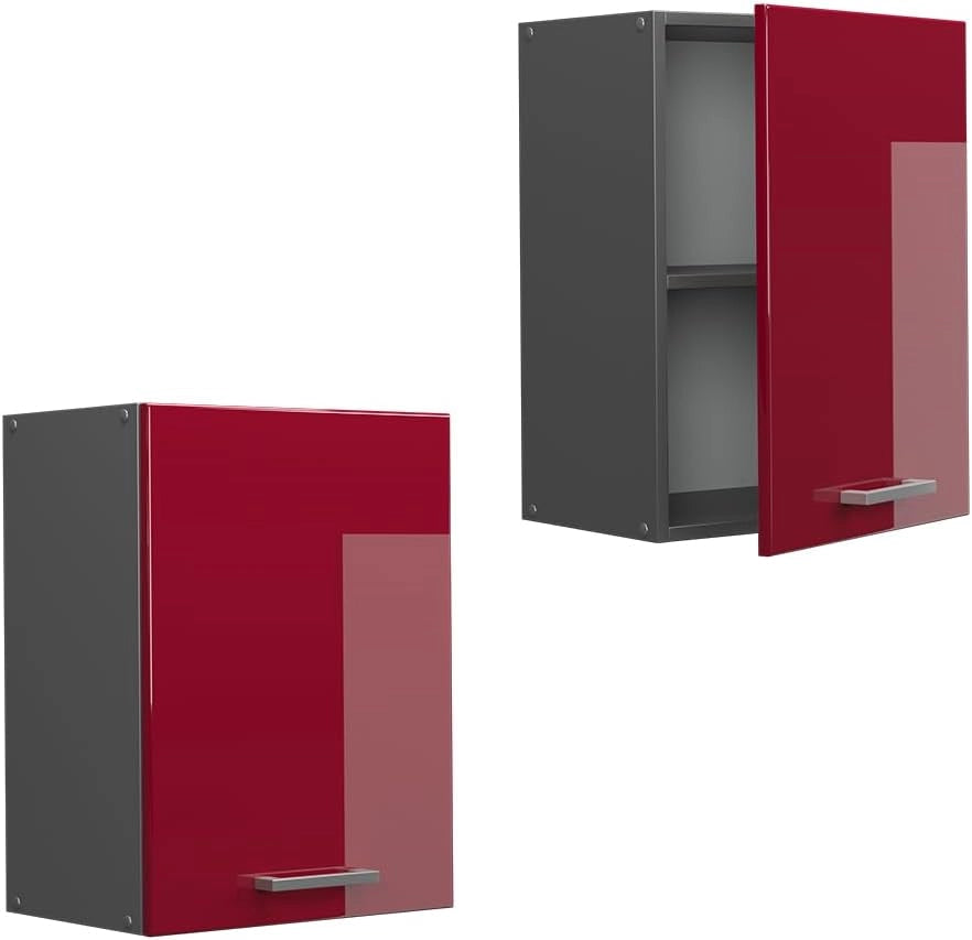 Pensile da cucina R-Line, Rosso lucido, 45 cm, per la libera combinazione all'interno di sistemi cucina modulari