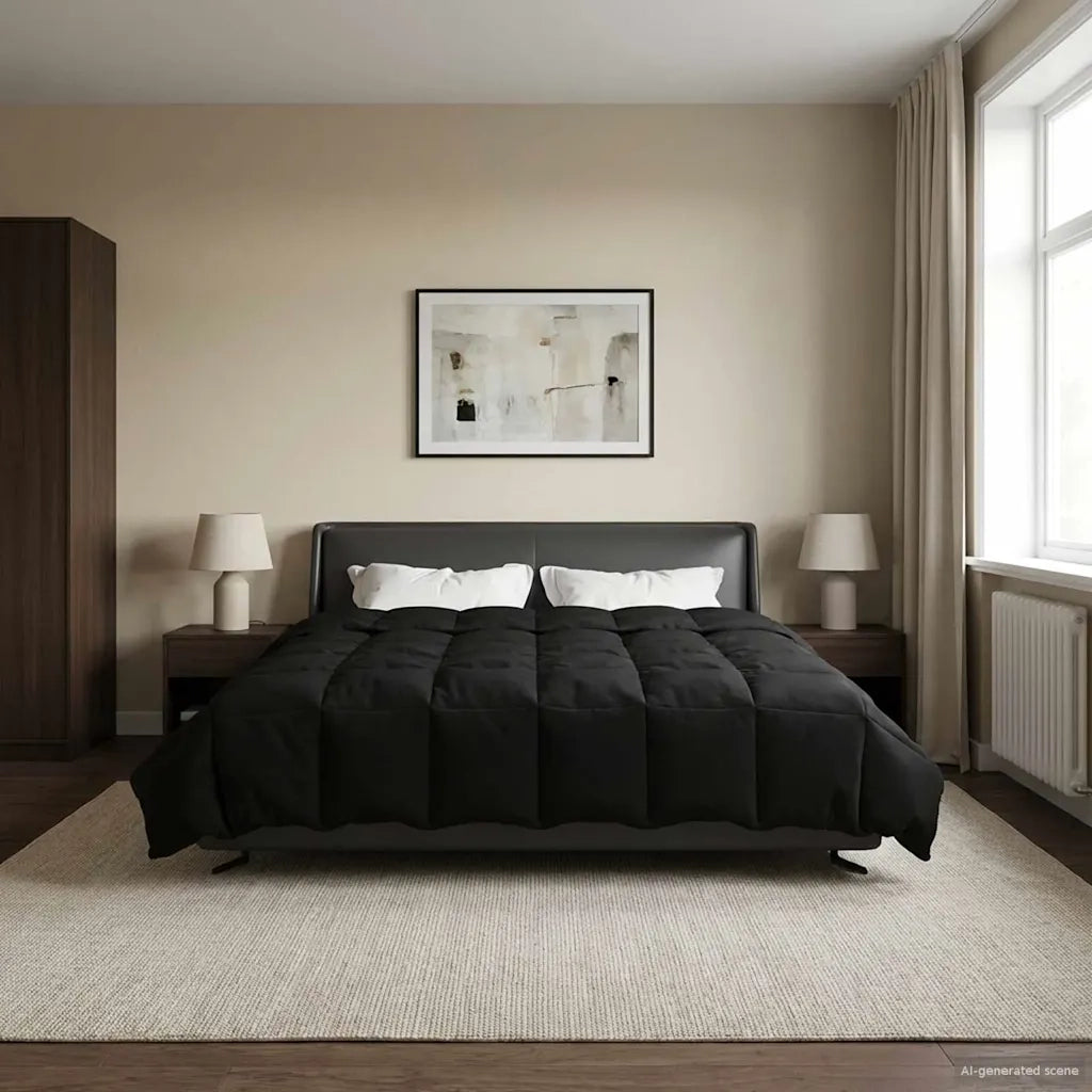 Duvet Estivo Trapuntato Nero 240 x 260 cm Microfibra 42025940