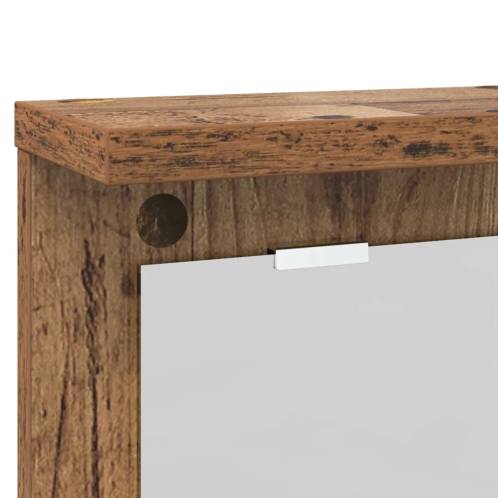 vidaXL Appendiabiti a muro con specchio Legno vecchio 85 x 10 x 45 cm