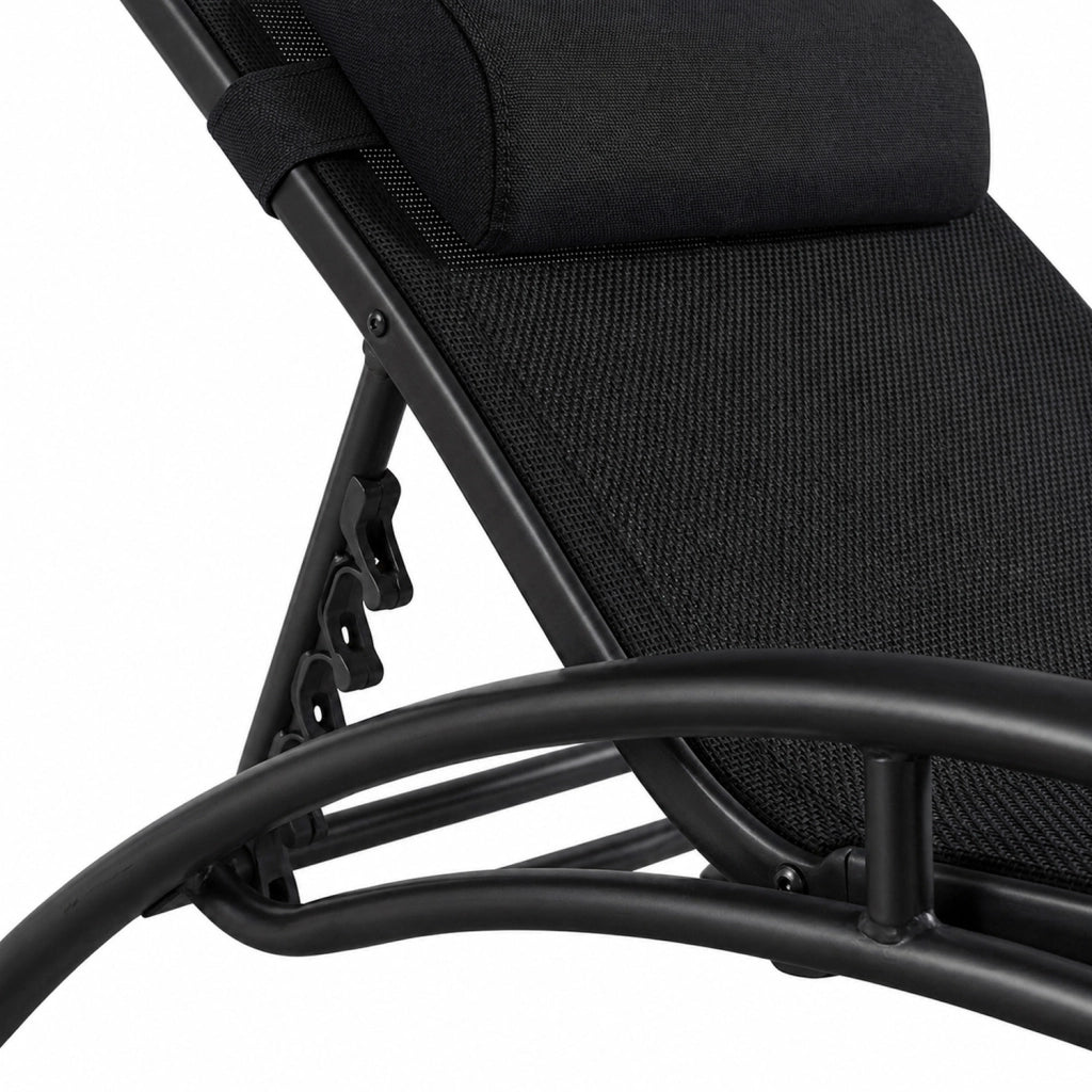 Set 2 Lettini Prendisole Reclinabili Per Giardino Con Schienale Regolabile 5 Posizioni Tessuto Traspirante Per Piscina Terrazza Outdoor 59 x 158 x 81.5 Cm Nero
