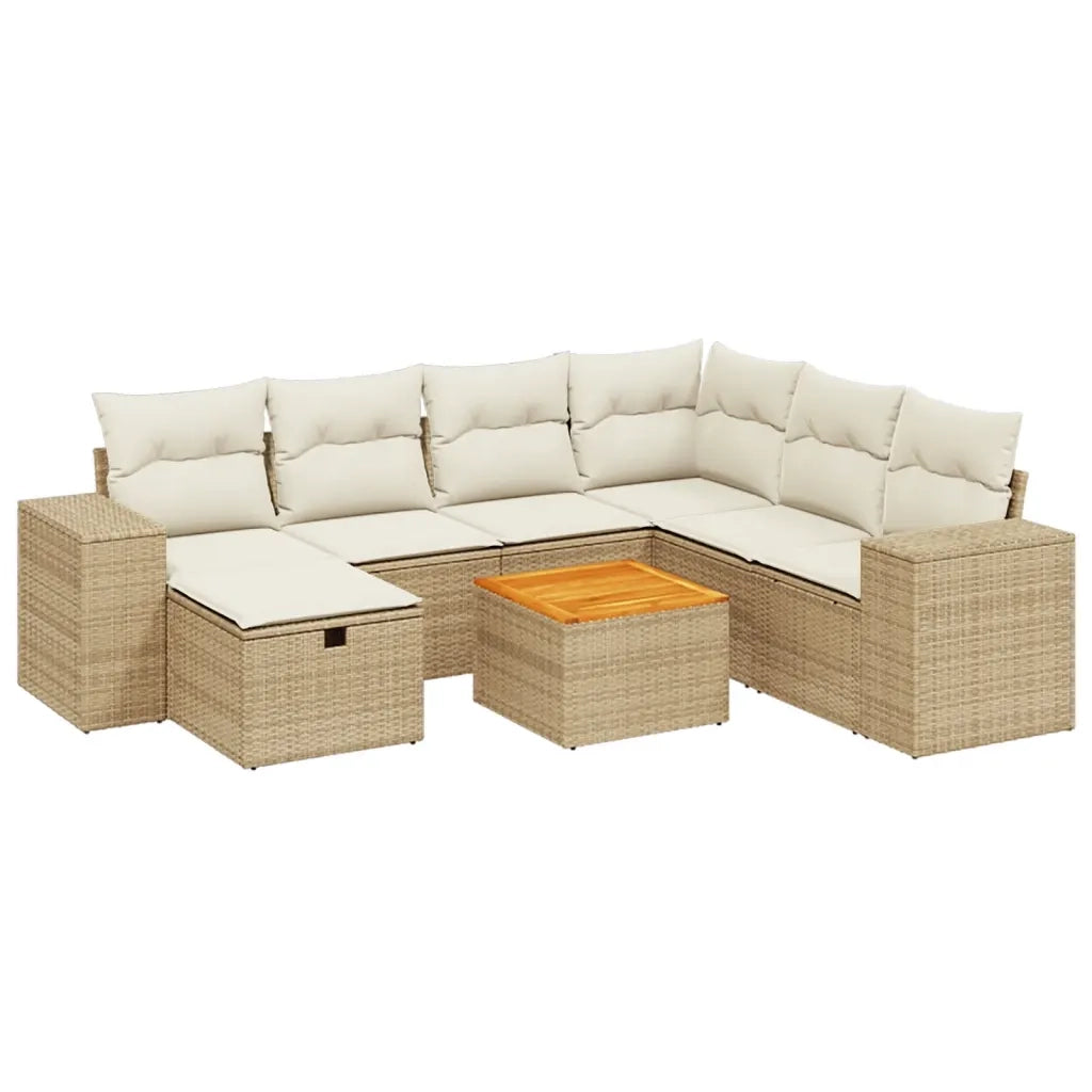 Set Divano da Giardino 8 pz con Cuscini Beige in Polyrattancod mxl 91806