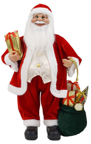 Pupazzo Babbo Natale H60 cm con Sacco e Pacco Regalo Rosso