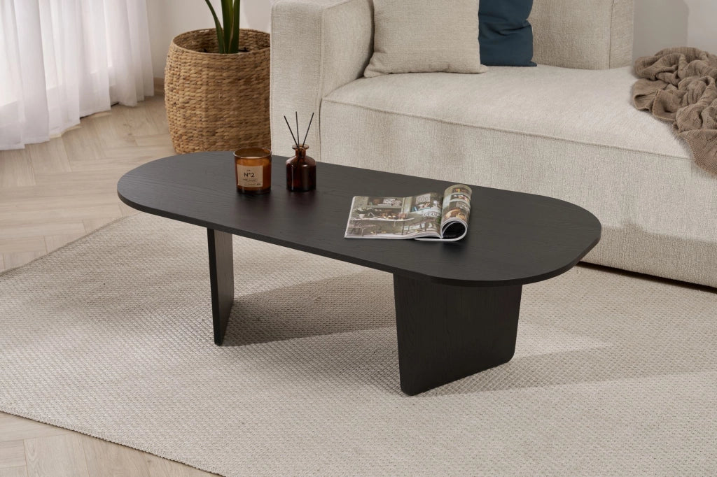 Tavolino da caffè in legno "Ovalis" - 130 x 65 x 40 cm - Legno nero