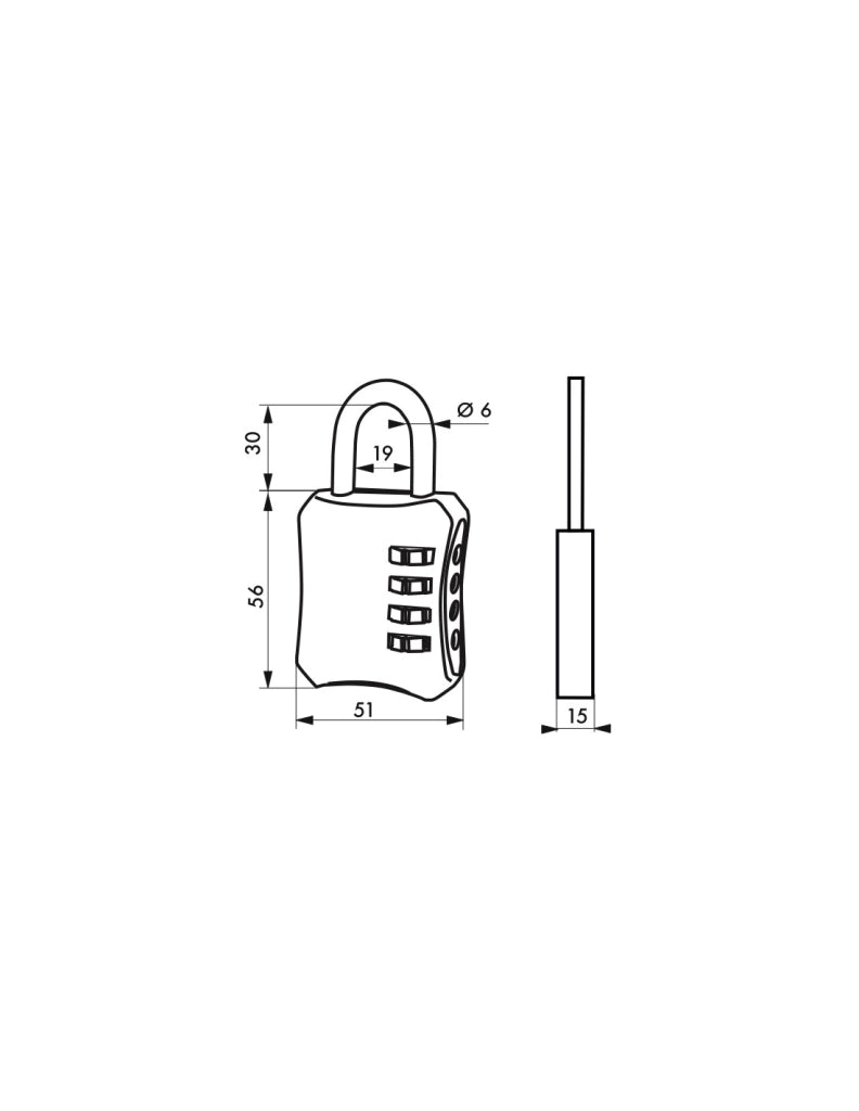 Lucchetto Baggy 50 mm, arco in acciaio nichelato, combinazione a 4 cifre – Serrurerie de Picardie