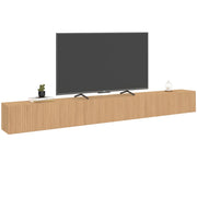 IDMarket - Mobile TV sospeso JULIETTE 270 cm con 3 doghe in legno color rovere