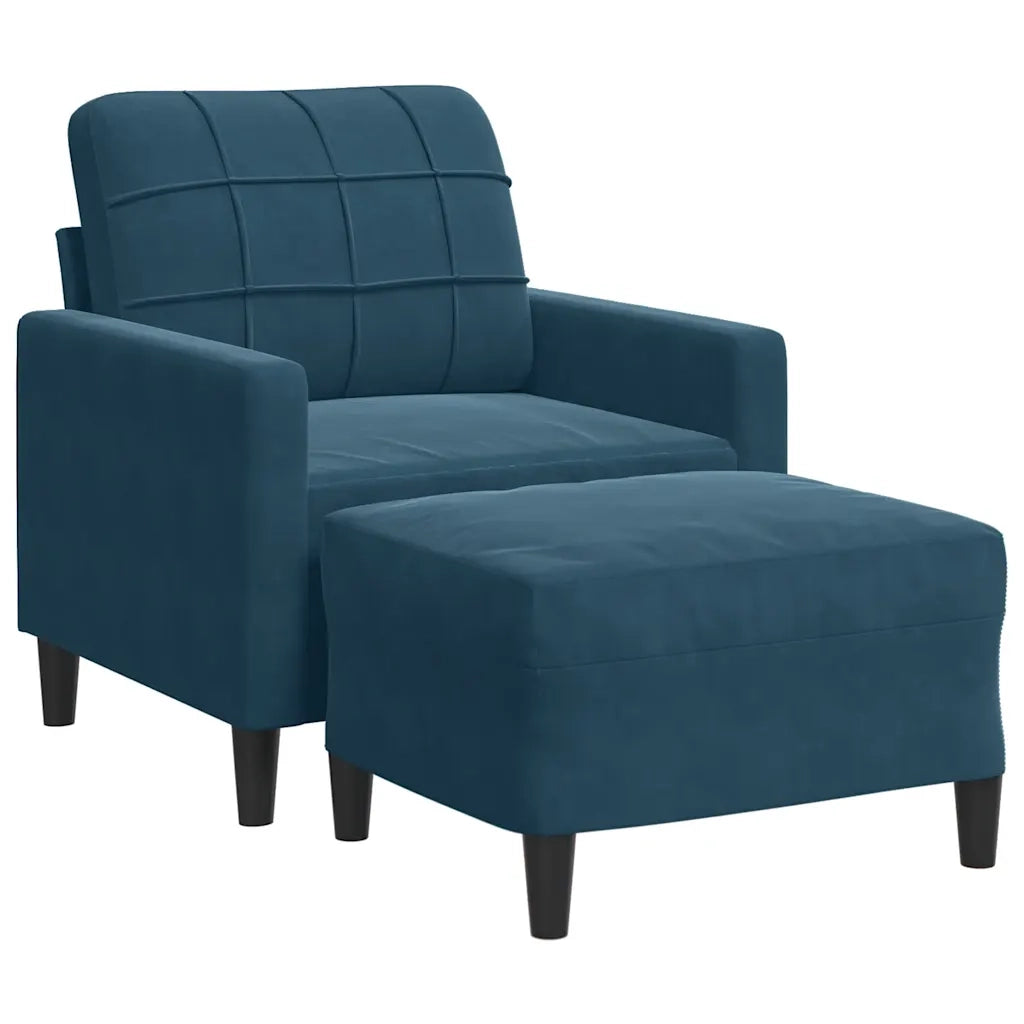 Divano Sedia-Poltrona con Poggiapiedi Blu 60 cm in Velluto 648986