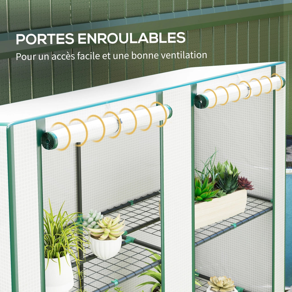 Serra da giardino con ripiani metallici 3 livelli ¨C zephmum ¨C bianco 144x48x152 cm