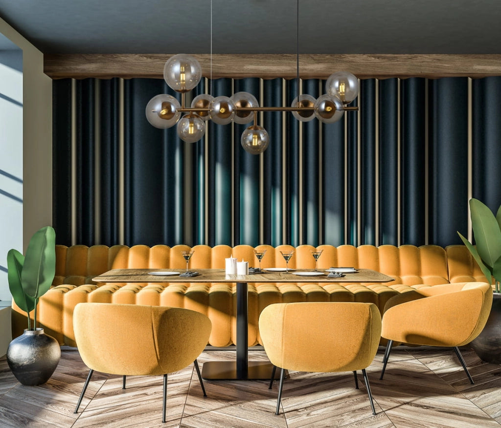 Lampadario sospeso Italux Frontera moderno ottone miele 10xG9