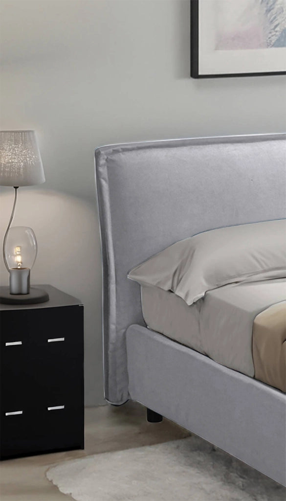 Letto Matrimoniale Brunate, Letto Matrimoniale Materasso Incluso Made in Italy, Grigio