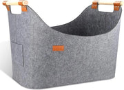 Mangiafuoco in Legno XXL - Porta Brandelli Opportuna - Borsa in Velluto per Giocattoli e Abbigliamento - 50 x 40 x 30 cm