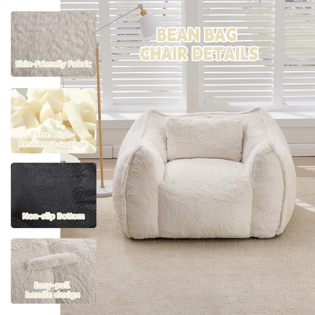 POLTRONA SACCO in pelliccia sintetica Beige