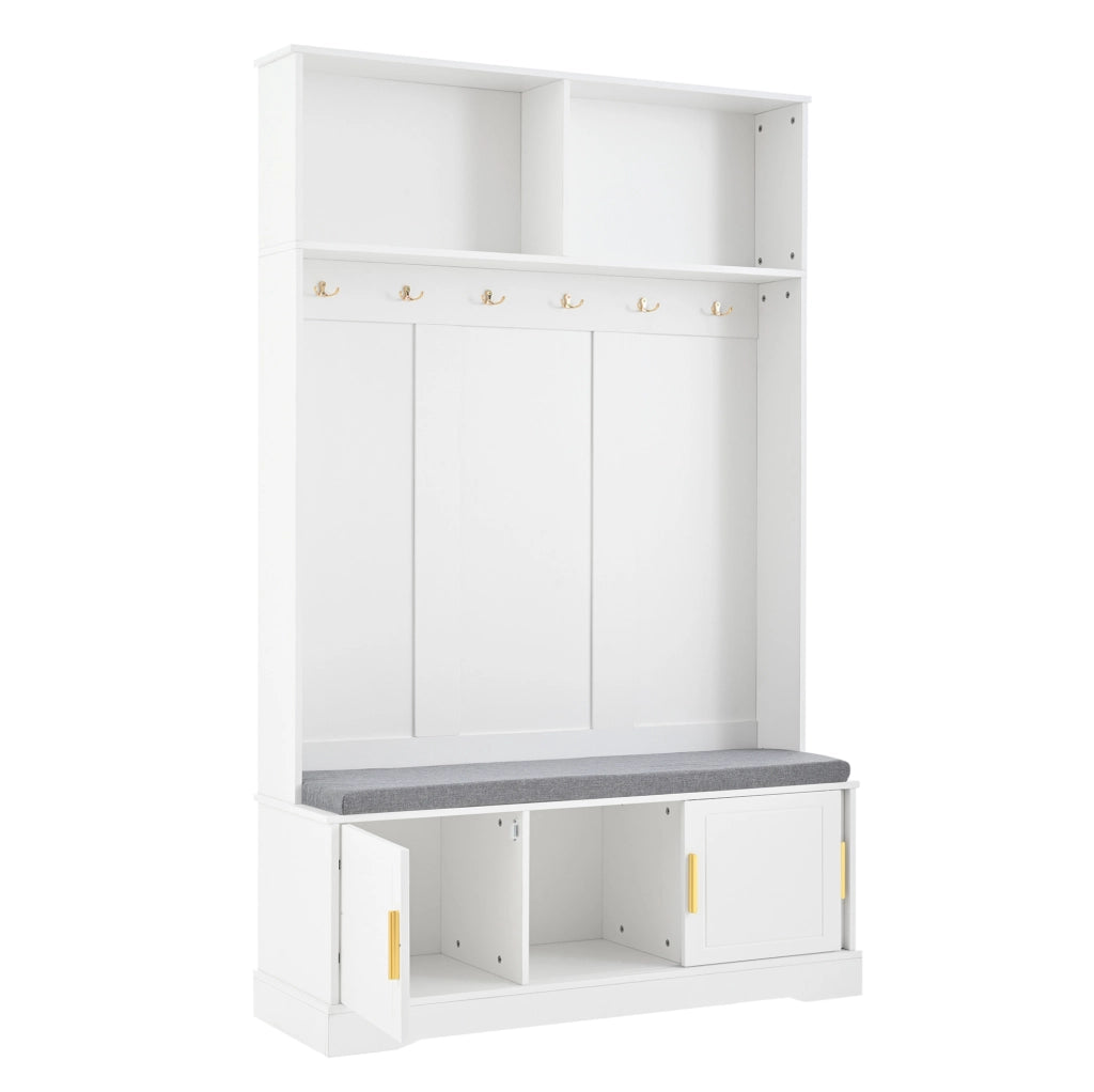 Appendiabiti da ingresso con panca e scarpiera bianco