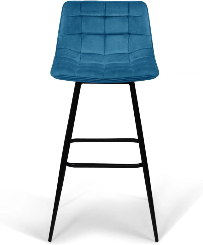 Set di 4 sgabelli da bar MADY in velluto blu