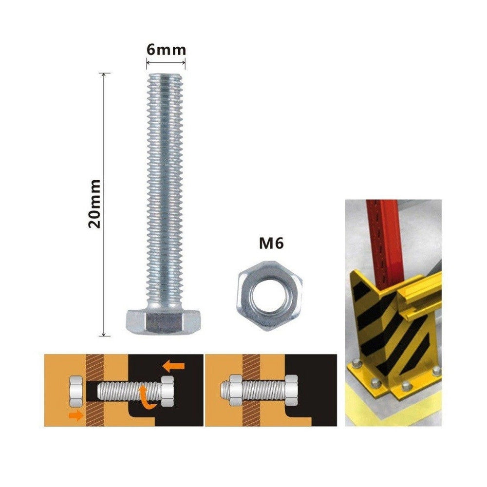 Trade Shop - Set 9 Pz Vite Viti Per Esterno A Testa Esagonali 6 X 20mm Con Dadi Dado M6 90915 -