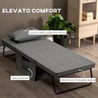Pouf Letto Pieghevole Multiuso 4 in 1 con Schienale Reclinabile a 5 Livelli, Grigio