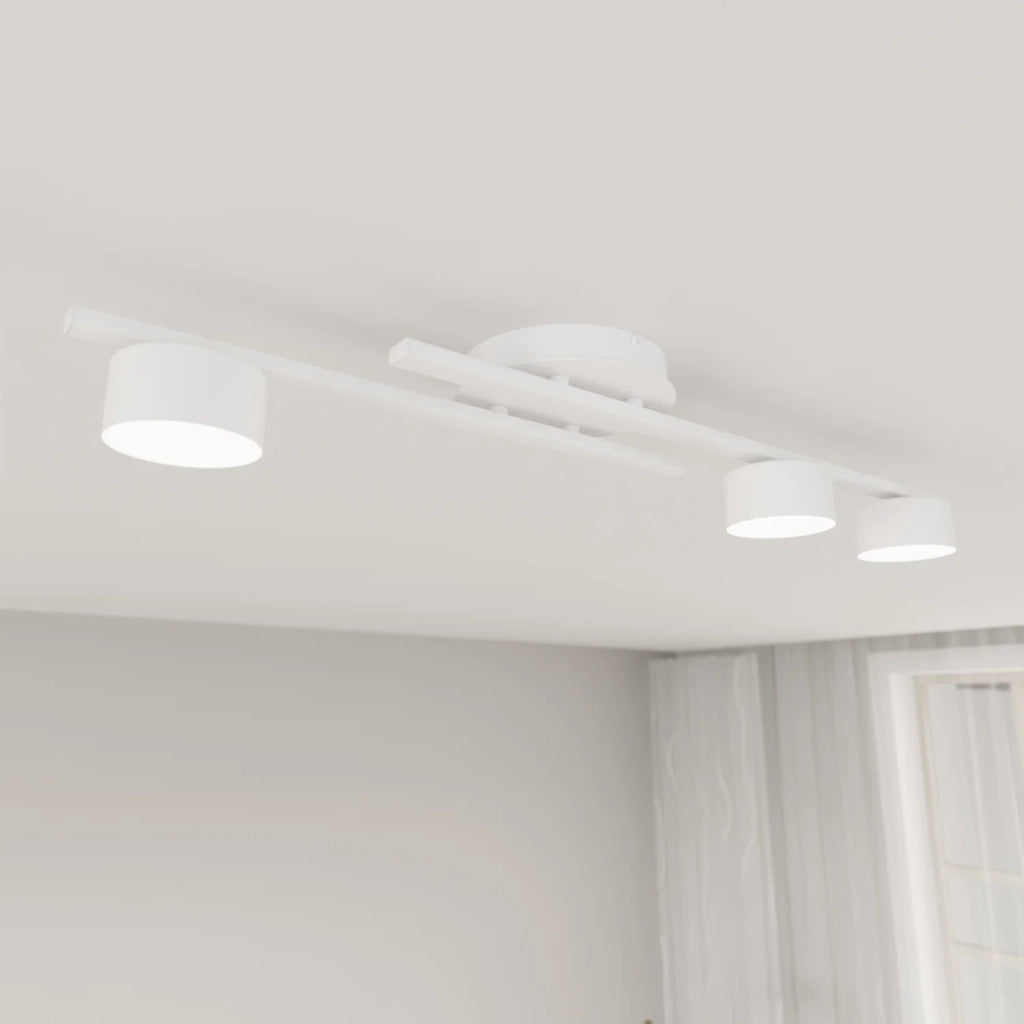 Plafoniera 3 Luci Freyr In Acciaio Bianco Diffusori Cilindrici