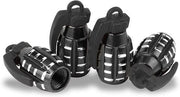 Set di Copritappi Banda in Alluminio - Resistente - Alluminio - Accessori Auto - Ventieli - Banda - Adatto per Auto - Nero - 4 Pezzi Copritappi Banda in Alluminio per Pneumatici.