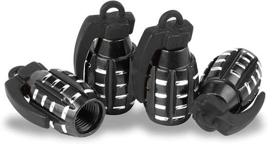 Set di Copritappi Banda in Alluminio - Resistente - Alluminio - Accessori Auto - Ventieli - Banda - Adatto per Auto - Nero - 4 Pezzi Copritappi Banda in Alluminio per Pneumatici.